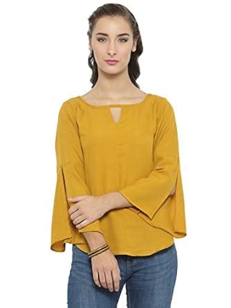 Enchanted Drapes Womens' Mustard Yellow Crepe Top [Size: XS] (EDTP0030 ...