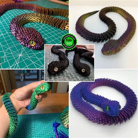 3d Printed Articulated Rattle Snake/ Bush Viper Toy /dragon Snake ...