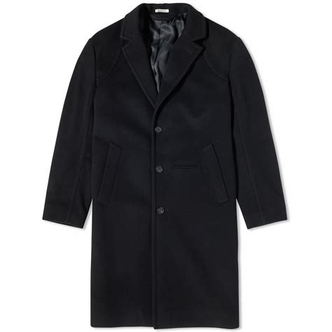 Alexander McQueen Men's Wool Overcoat in Black Alexander McQueen