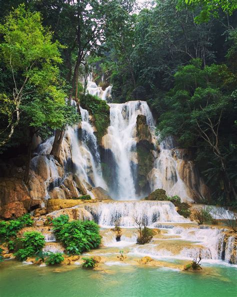 Kuang Si Falls, Laos. | Kuang si falls, Waterfall, Outdoor