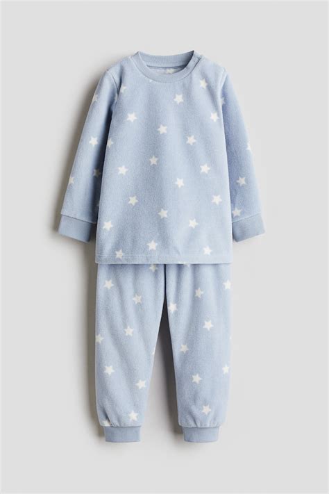Light blue/Stars Fleece pyjamas for kids | H&M IN
