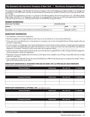 Fillable Online The Standard Life Insurance Company of New York ... Fax ...