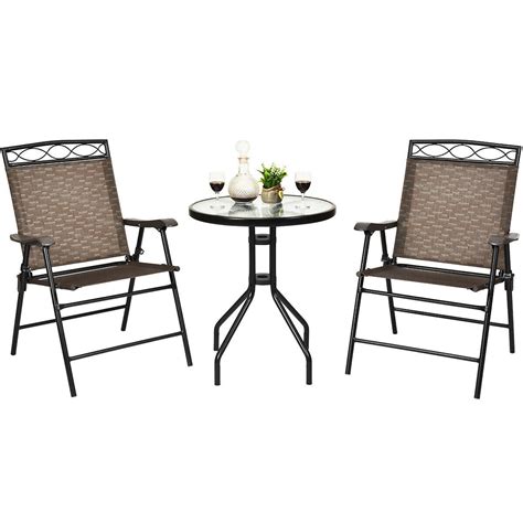 Patio Dining Set with Patio Folding Chairs and Table - Costway