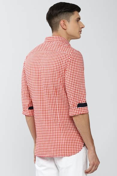 Buy Men Orange Slim Fit Check Full Sleeves Casual Shirt Online - 709412 ...