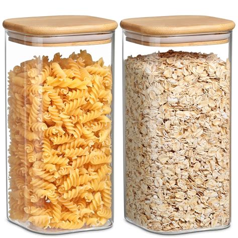 YUEYEE Glass Containers with Lid,Glass Spaghetti Storage Jar with ...