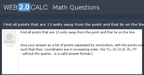 View question - Find all points that are 13 units away from the point ...