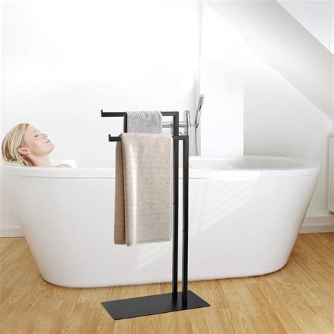 AIQII Free Standing Towel Rack Double L Shape Bath Towel Sheet Holder ...