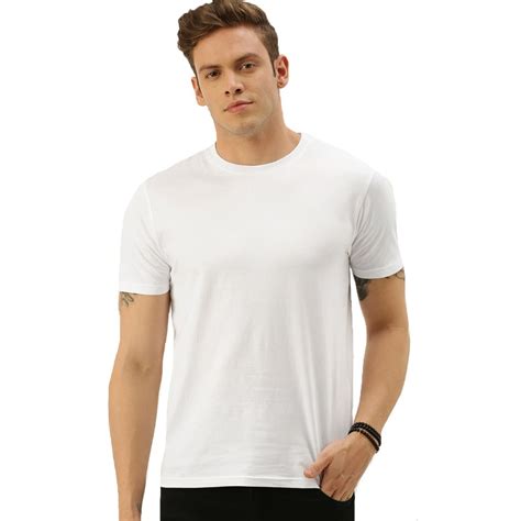 Men's White Half Sleeve Round Neck Plain T-Shirt - Crazy Punch