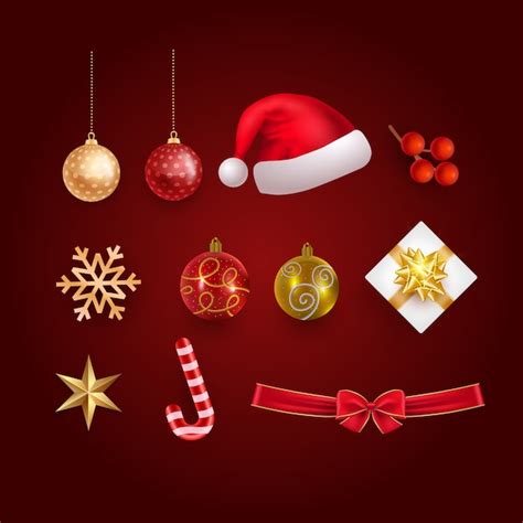 Realistic elements collection for christmas season celebration | Free ...