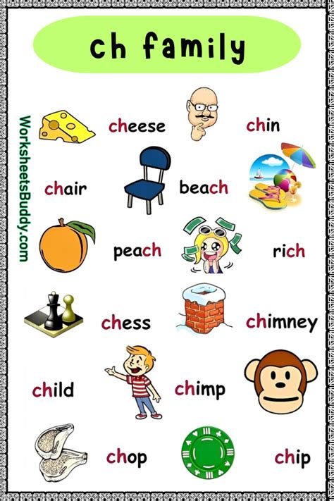 CH Word Family Worksheets Download For Free for Kindergarten