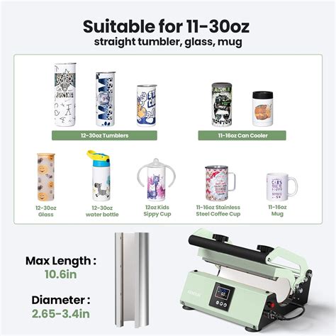 Buy EENOUR Tumbler Mug Heat Press Machine 30oz 20oz 16oz Sublimation ...