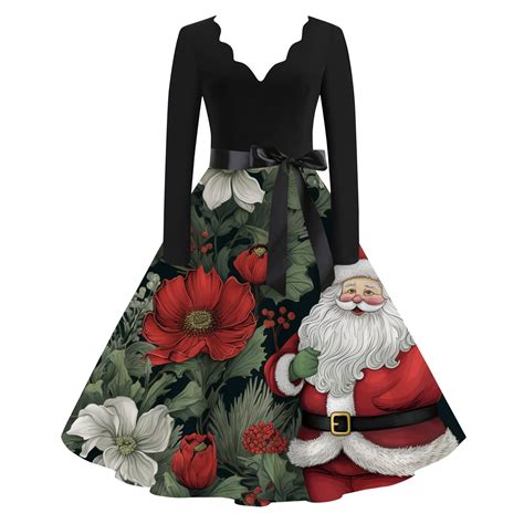 Christmas Dresses for Women Plus Size Christmas Costumes Holiday ...