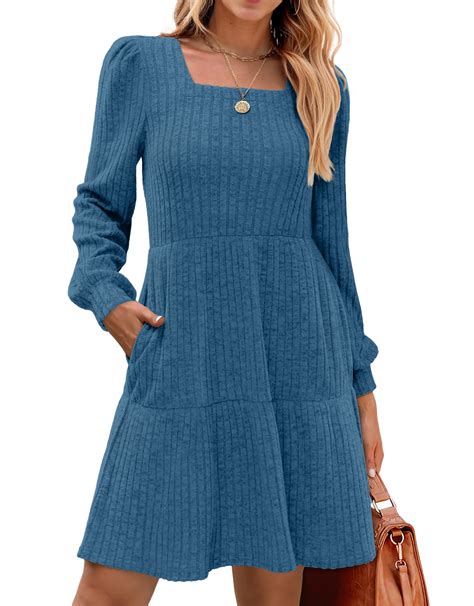 Fantaslook Fall Dresses for Women Square Neck Long Sleeve Dresses ...