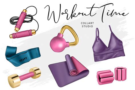 Fitness Clipart Set, Gym, Workout, Fit Graphic by collartstudio ...