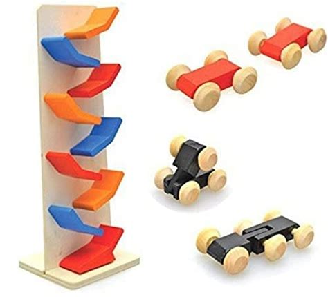 Buy MODERN COLLECTION Wooden Slippery Car Set | Wooden Race Car Track ...