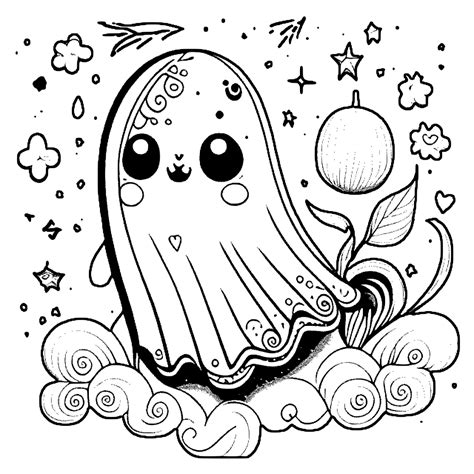 Cute Ghost Coloring Pages Printable Cute Ghosts Coloring Page