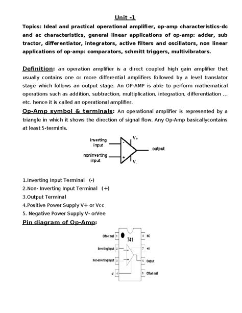 IC APP Unit-1: Operational Amplifier Concepts and Applications - Studocu
