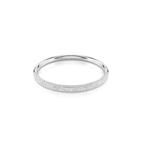 Swarovski Sublima bangle, Snow pavé, White, Rhodium plated