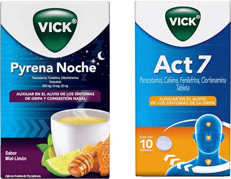Vick Pyrena Noche, Té Sabor Miel y Limón 5 Sobres + Act 7 Antigripal 10 Tabletas : Amazon.com.mx ...