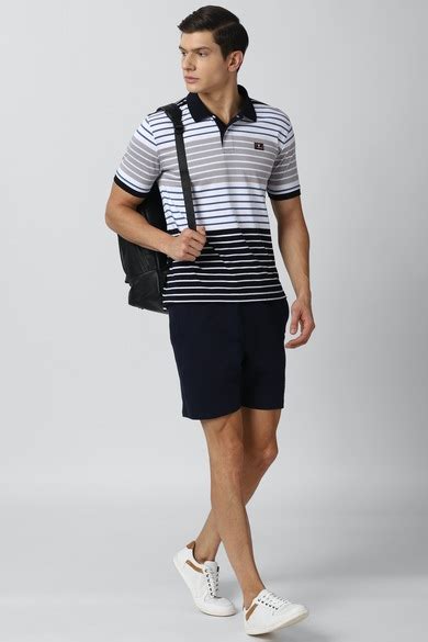 Buy Men Multi Stripe Polo Neck T-shirt Online - 709987 | Van Heusen