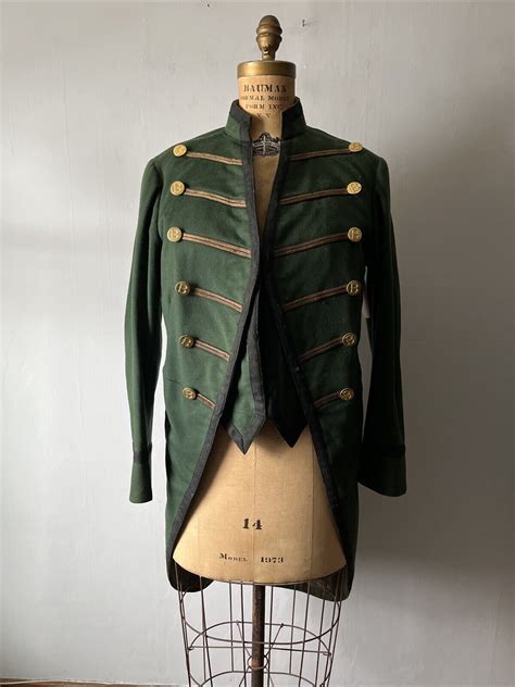 Antique 1890s Men's Footmen's Wool Dress Coat Green - Gem