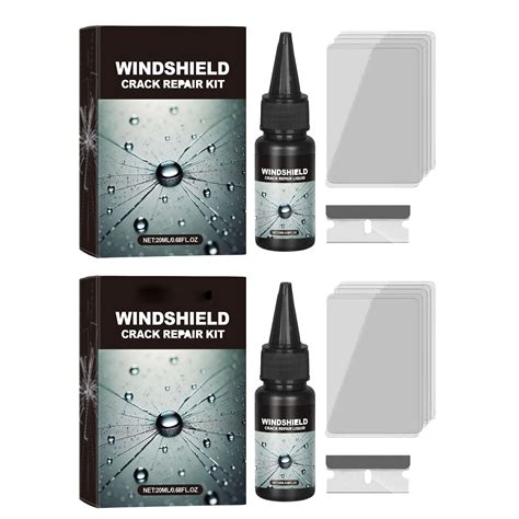 Car Front Windshield Repair Fluid Kit, 20ml Auto Glass Crack Repair Solution, Clear Vision ...