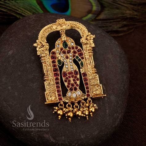 Temple Matte Gold Lord Tirupati Venkatachalapathi Pendant – Sasitrends