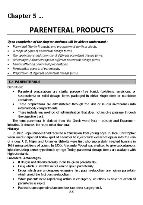 4. Parenteral Products - (5) Chapter 5 ... PARENTERAL PRODUCTS Upon ...