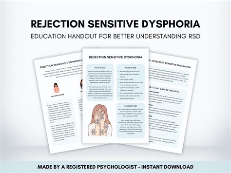 Rejection Therapy Worksheet Bundle for Overcoming Rejection Sensitive Dysphoria, RSD Therapist ...