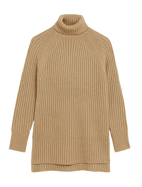 Buy Ribbed Sparkly Roll Neck Longline Jumper at Marks & Spencer