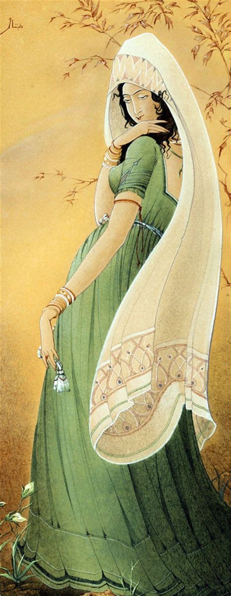 Doe-Eyed Beauty - Abdur Chugtai Painting by Abdur Rahman Chughtai | Buy ...
