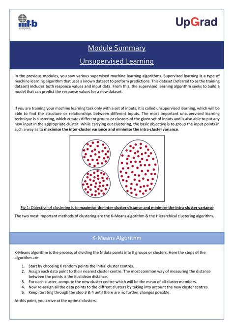 Clustering Notes | Machine Learning I - Module Summary Unsupervised ...
