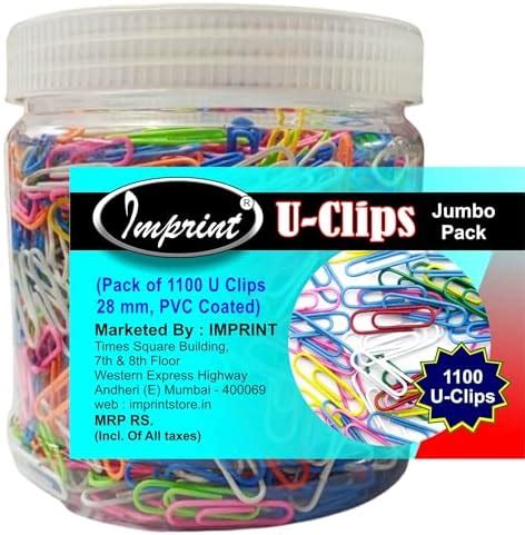 IMPRINT Jumbo Pack of 1100 U Paper Clips - Multicolored U Gem Paper ...