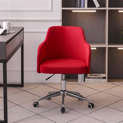 Hironpal Office Desk Chair Linen Fabric Red Computer Chair Ergonomic ...