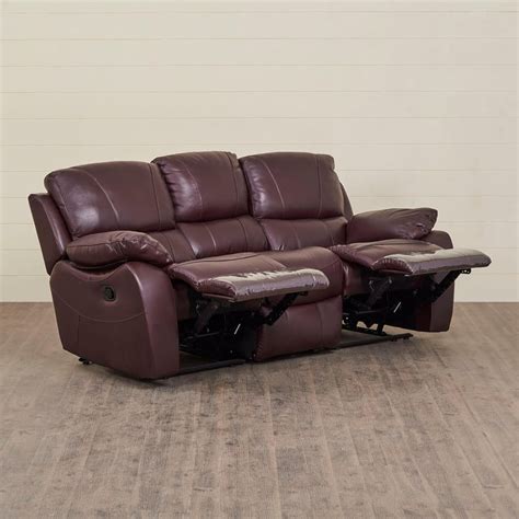 Buy Oslo Maroon Textured Pine Wood 3-Seater Manual Recliner - 203cm ...
