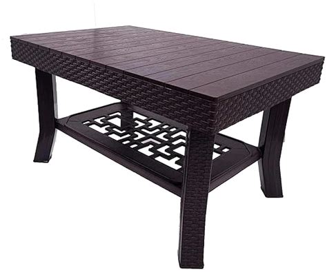 AJKART Plastic Tea Table-Black, 4 Seater, Cane Matte Surface - Teapoy ...