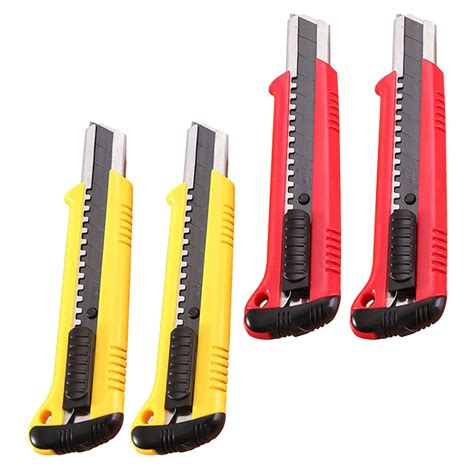 hemoton 4pcs Utility Heavy Duty Box Cutter Red Yellow Retractable ...