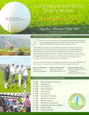 Fillable Online supportcaliforniahospital CALIFORNIA HOSPITAL GOLF ...
