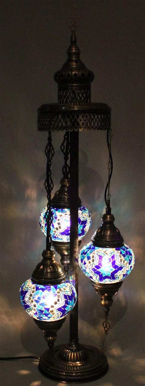 Mosaic Floor Lamp - 3 Globe | Turkish Lamp Wholesaler