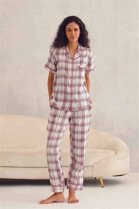 White Checkered Pyjama Set | Women | Dusk – Dusk Attire