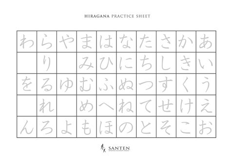 Printable Blank Hiragana Practice Sheets - Printable Sight Words List
