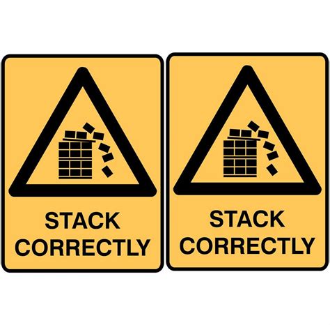 CVANU Stack Correctly Safety Sign Sticker Self Adhesive PVC Vinyl (Pack ...