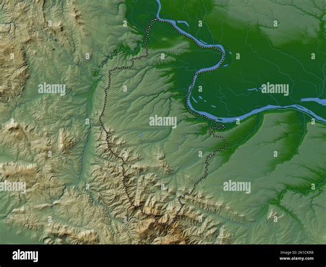 Vidin, province of Bulgaria. Colored elevation map with lakes and rivers Stock Photo - Alamy