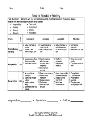 Rubric For Skit Or Role Play - Fill and Sign Printable Template Online