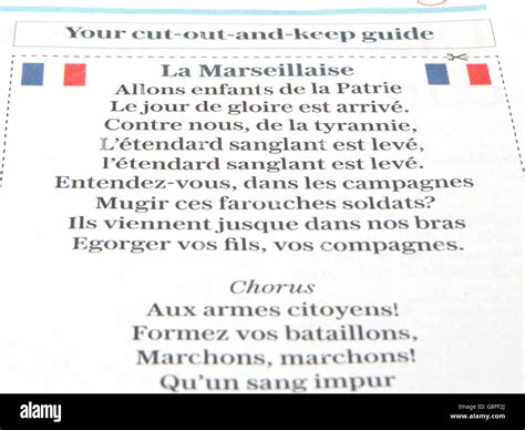 The lyrics la marseillaise published in daily telegraph newspaper hi ...