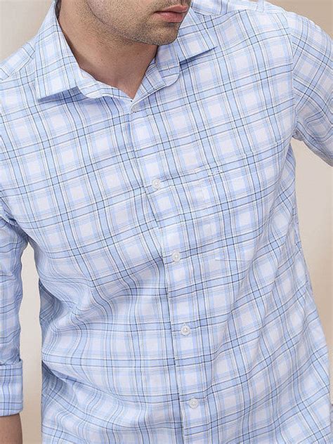 Colorplus Men Blue Checks Regular Fit Cotton Casual Shirts – MyRaymond