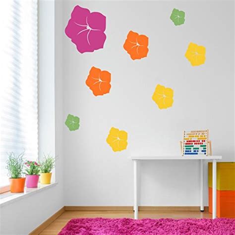Buy KaaHego Hibiscus Flower Wall Sticker Pack Floral Nursery Wall Decal ...