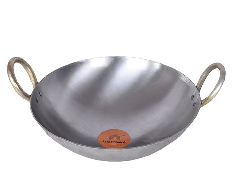 Buy Craftenka Traditional Pure Iron Kadai Heavy Base Round Bottom ...