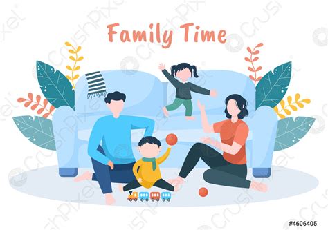 Tiempo en familia de padres y niños alegres pasando - vector de stock ...