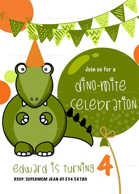 Dinosaur Birthday Party Invitation Design Template in PSD, Word ...